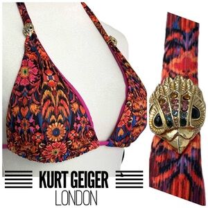 NEW KURT GEIGER LONDON KENSINGTON TRIANGLE BIKINI TOP SIZE S NWT